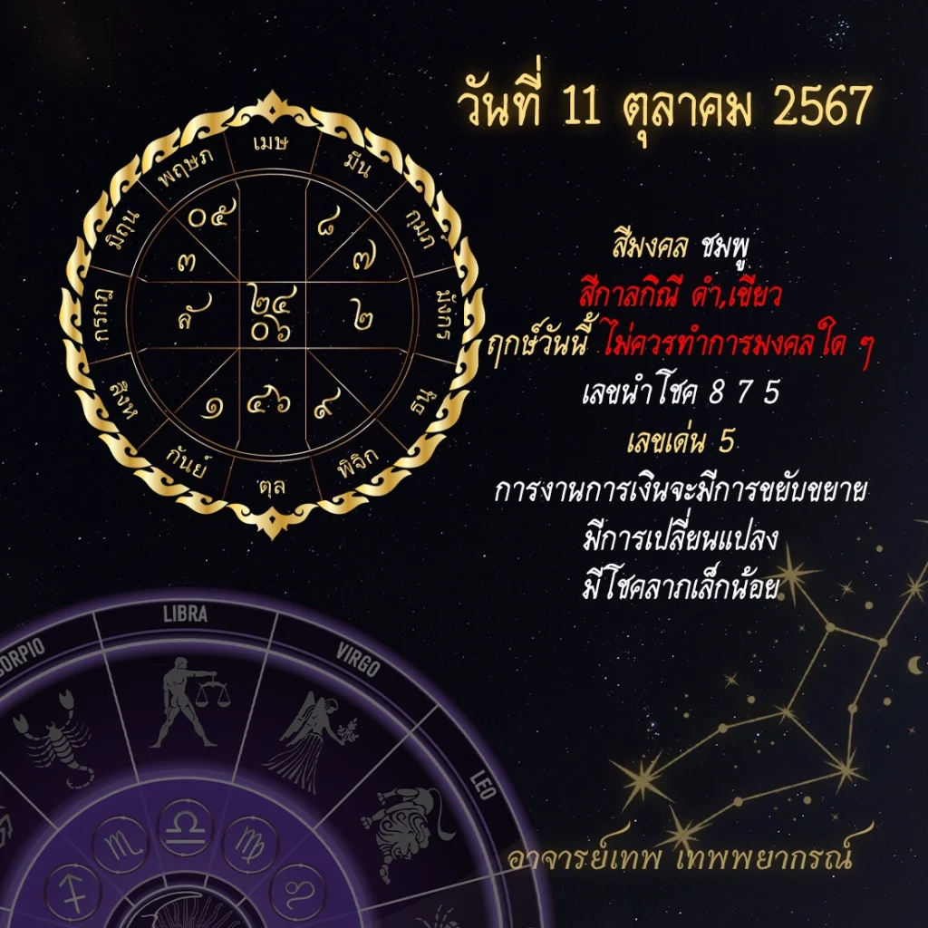 ดวงประจำวันที่ 11 ตุลาคม 2567